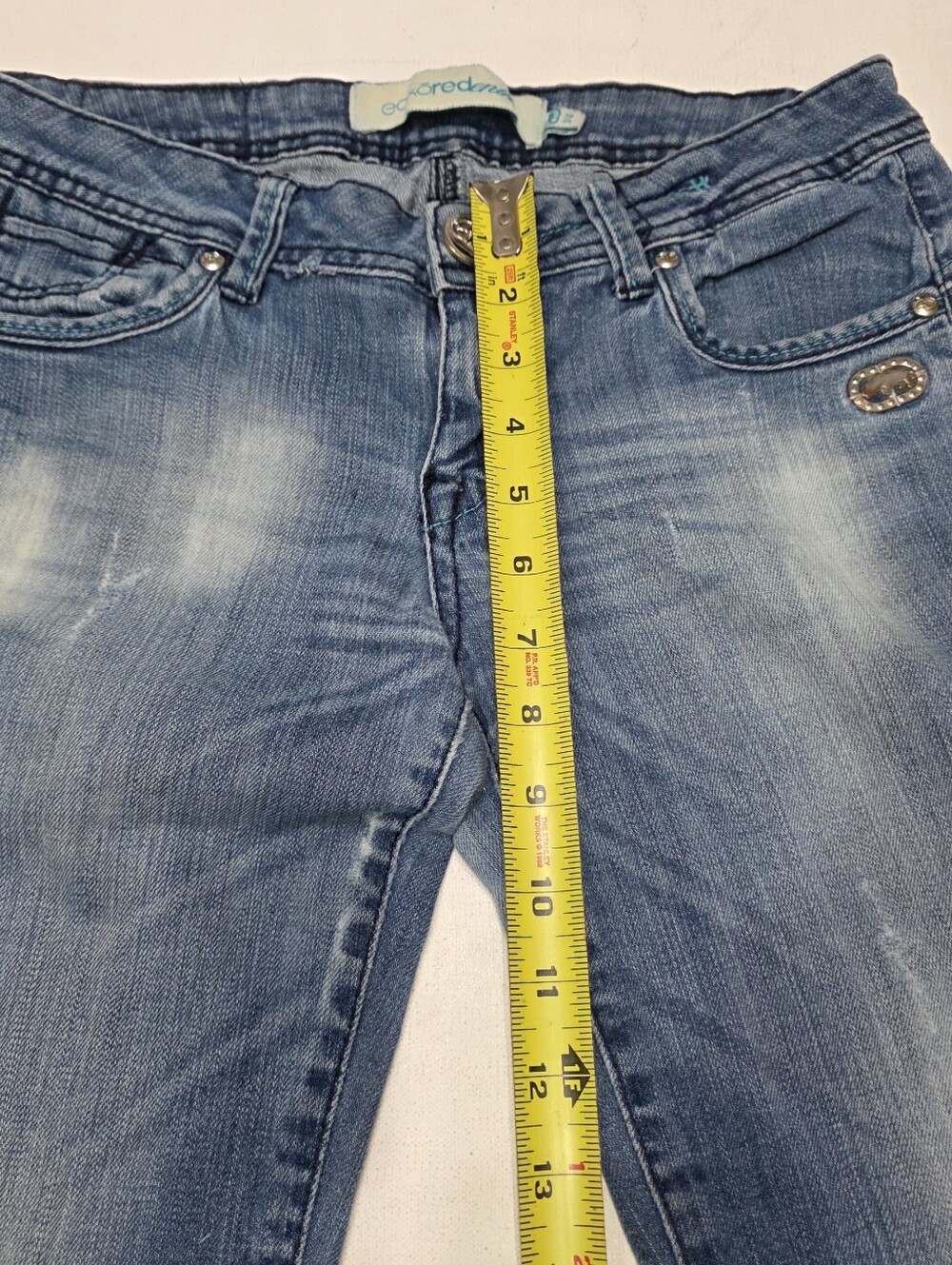 Vintage Ecko Red Y2K Embroidered Rhinestone Studded Slim Jeans Size 3/4 - Picture 8 of 11